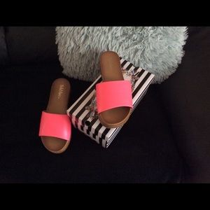 Pink Faux Leather Slip On